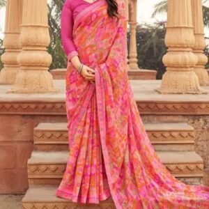 Vibrant Pink Bandhani Saree