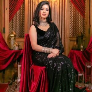 Black Velvet Designer Party Saree