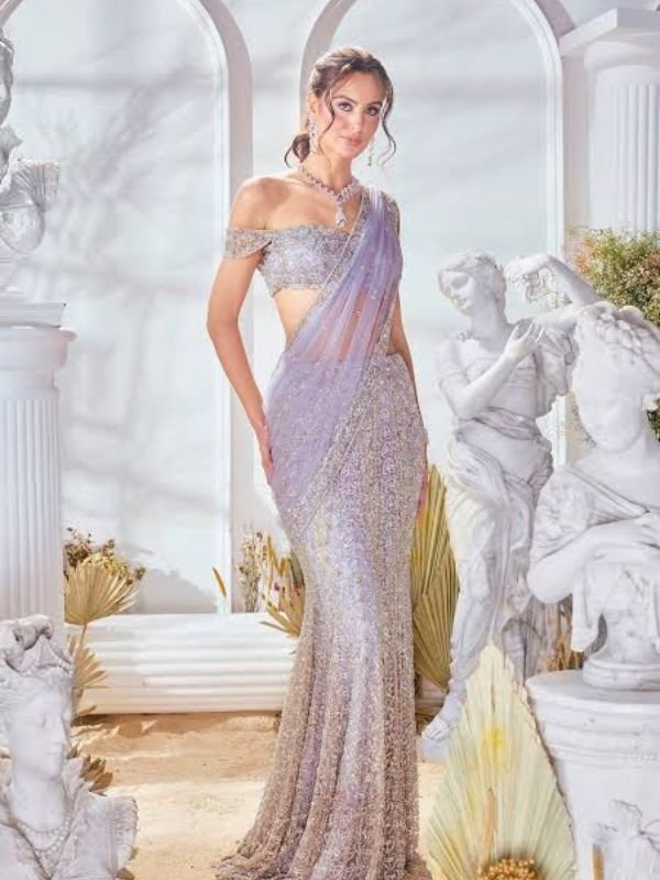 Icy Blue Ready to Wear Designer Saree