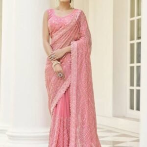 Pastel Pink Designer Net Saree