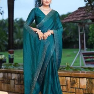 Teal Green Designer Silk Saree