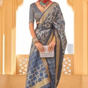 Indigo Handloom Ikat Saree