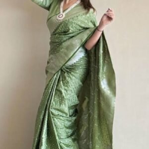 Pastel Green Satin Silk Saree