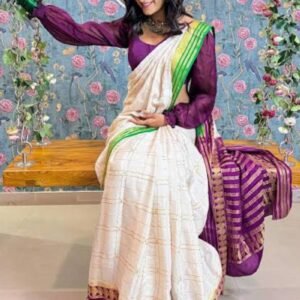 Graceful Ivory Saree with Green Border