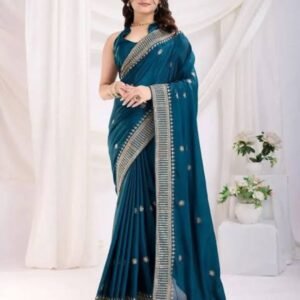 Deep Blue Traditional Border Saree