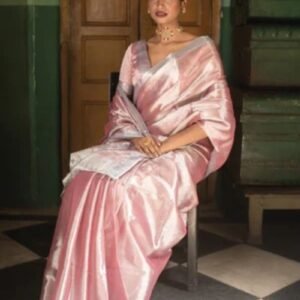 Soft Pink Silk Saree with Subtle Shine