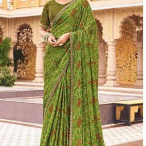 Traditional Green Bandhani Saree