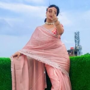 Pastel Pink Embroidered Saree