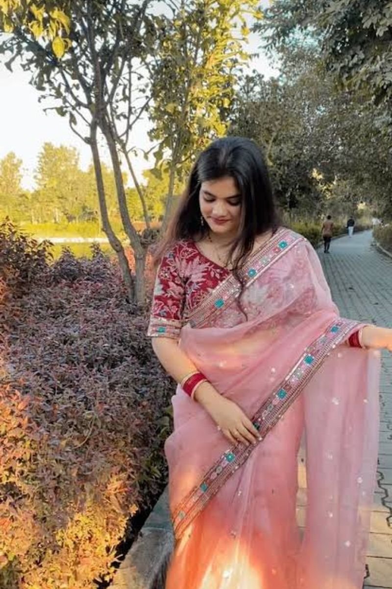 Light Pink Chiffon Saree