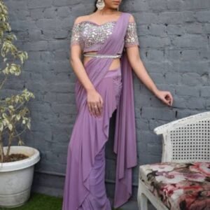 Lavender Sequin Ready to Wear Saree
