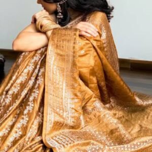 Golden Banarasi Silk Saree
