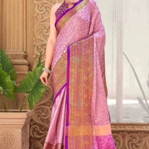 Light Pink and Gold Traditional Saree