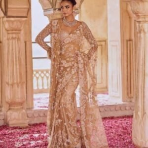 Golden Luxe Embroidered Net Saree