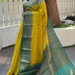 Yellow and Green Traditional Silk Saree
