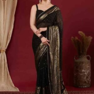 Black Sequin Party Saree