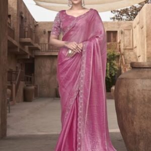 Mauve Pink Designer Embroidered Saree